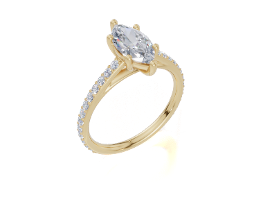 18ct Marquise 1.00Carat F/G VS/SI Cathedral Plate Prong 6Pr  Diamond Ring