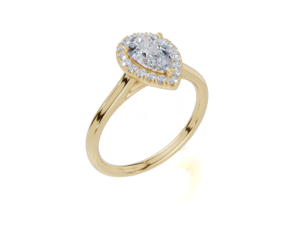18ct Pear 0.75Carat G/H-RA SI Cathedral Plain Single Halo  Diamond Ring