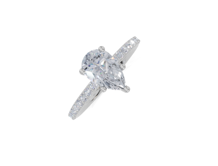platinum Pear 1.00 Carat F/G VS/SI Plain Plate Prong Hidden Halo  Diamond Ring