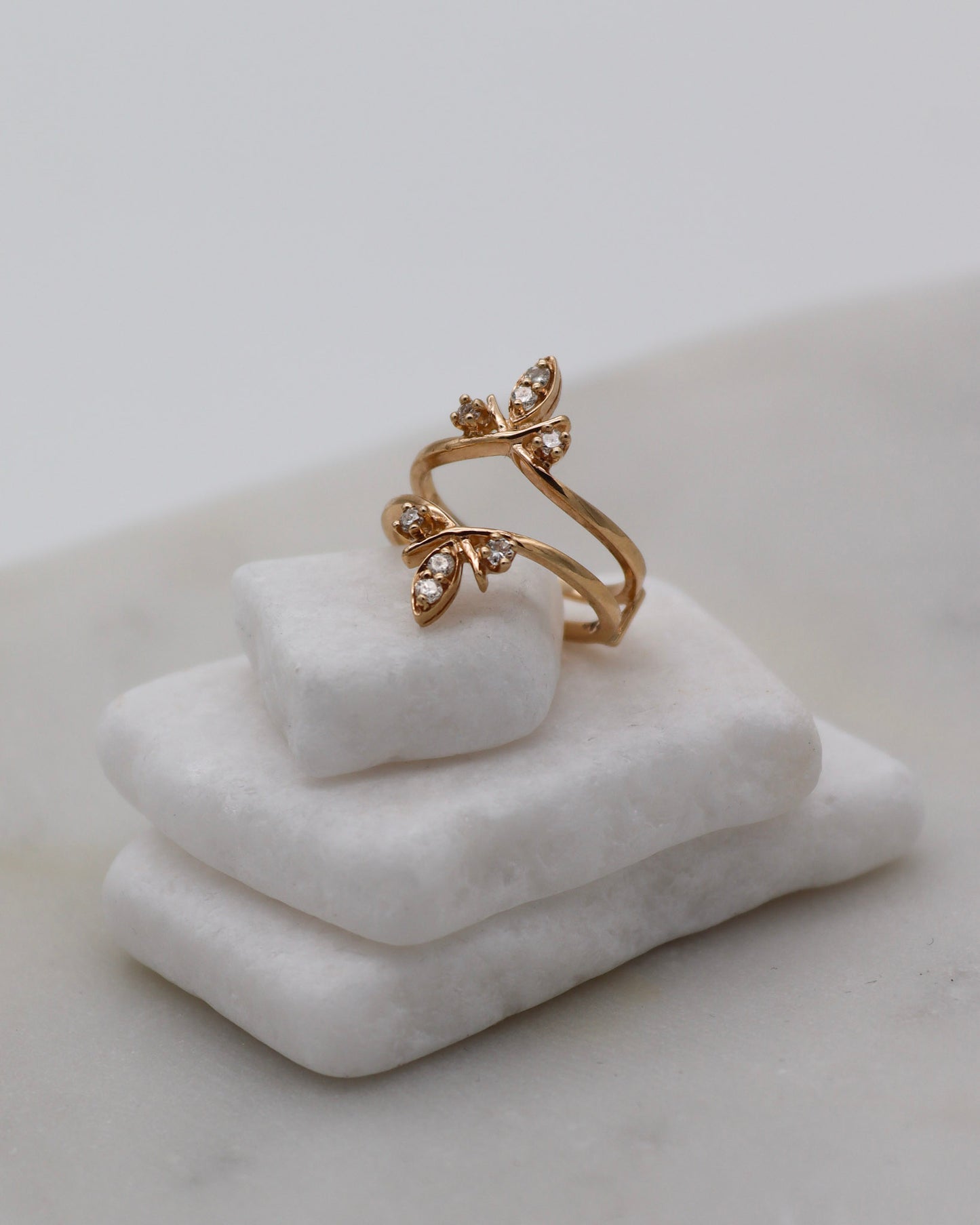 Vintage-Ring Zelda – Doppelring mit Brillanten in 585/-Gelbgold