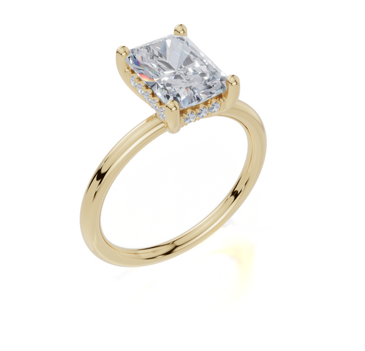 18ct Radiant 3.00Carat F/G VS/SI Plain Plain Hidden Halo  Diamond Ring