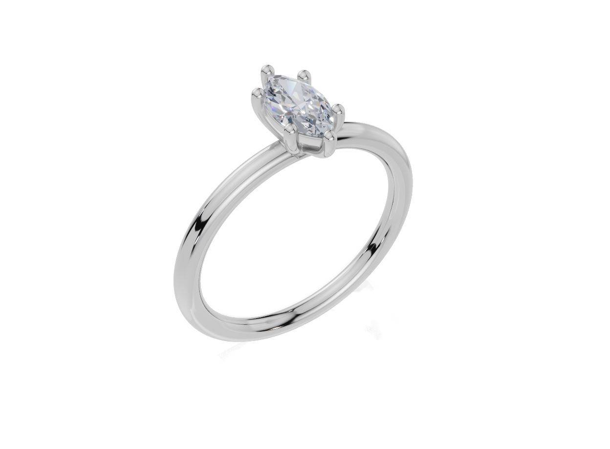 18ct Marquise 0.30Carat G/H-CC SI Plain Plain 6Pr  Diamond Ring