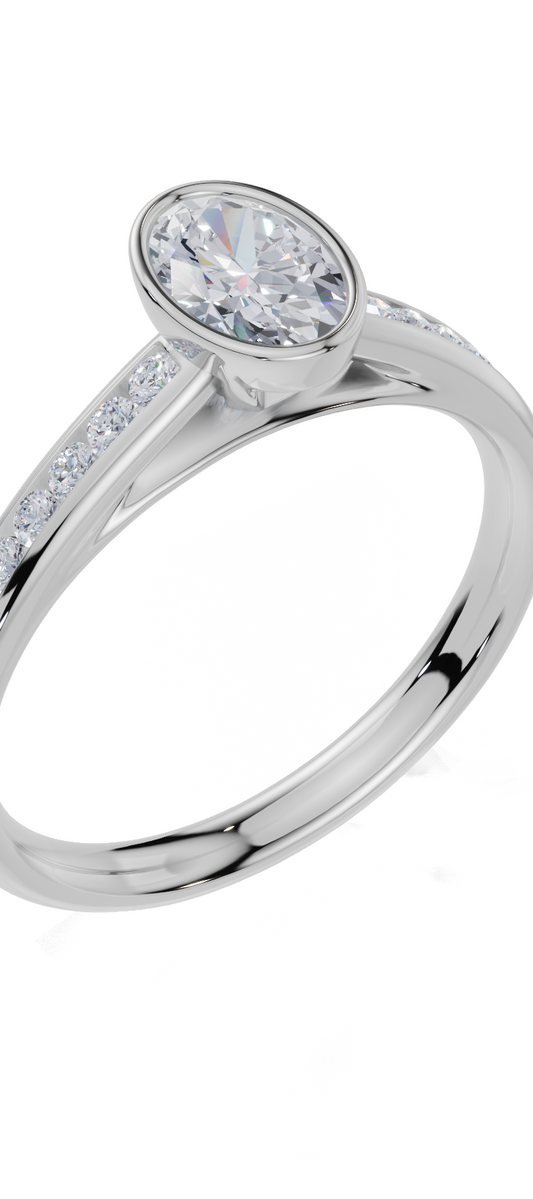 18ct Emerald 0.30Carat F/G VS/SI Cathedral Channel Bezel  Diamond Ring