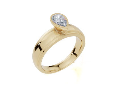 18ct Pear 0.30Carat D/E/F-LG VS/VVS Wide Plain Plain Bezel  Diamond Ring