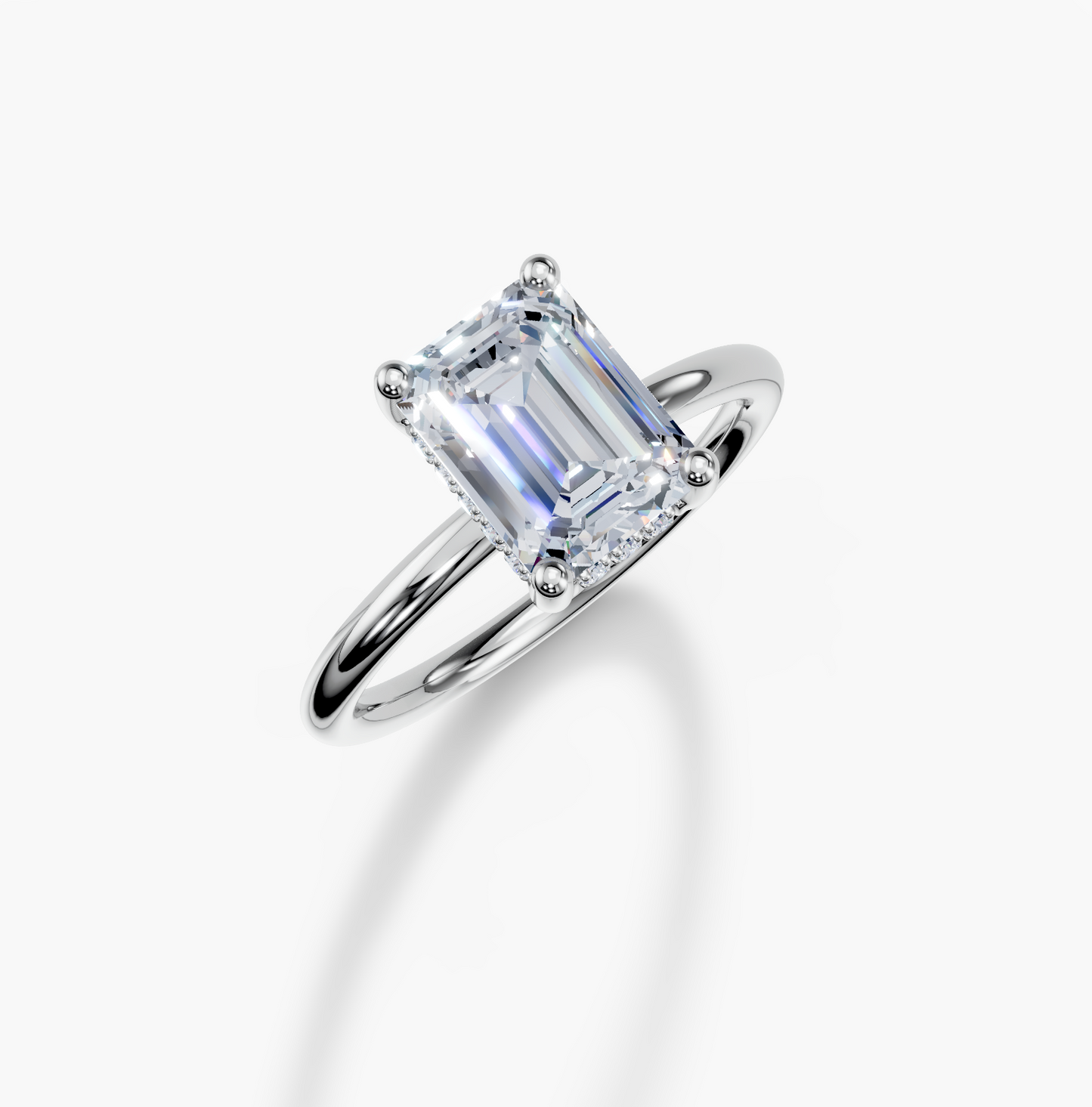 18K Marquise 2 Carat D/E/F VS/VVS Twisted Plain Hidden Halo Diamond Ring