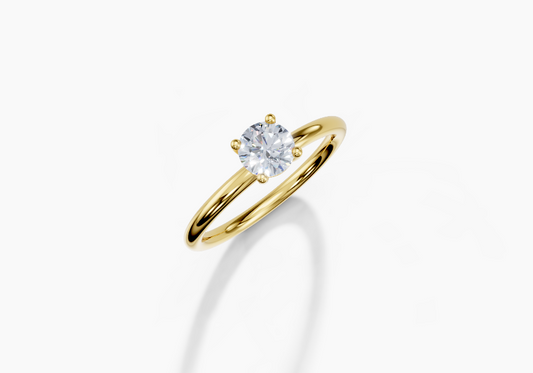 18K Round 0.3 Carat G/H SI Plain Plain 4Pr Diamond Ring