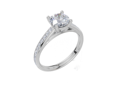 18ct Round 1.00Carat F/G VS/SI Cathedral Channel 4Pr  Diamond Ring