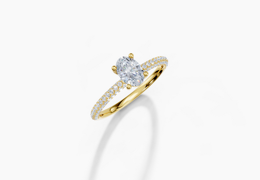 18K Oval 0.3 Carat G/H SI Plain U Micro 4Pr Diamond Ring