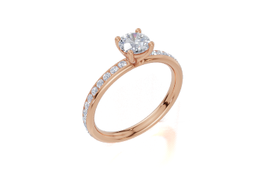 18ct Round 0.50Carat G/H-CC SI Plain Channel 4Pr  Diamond Ring