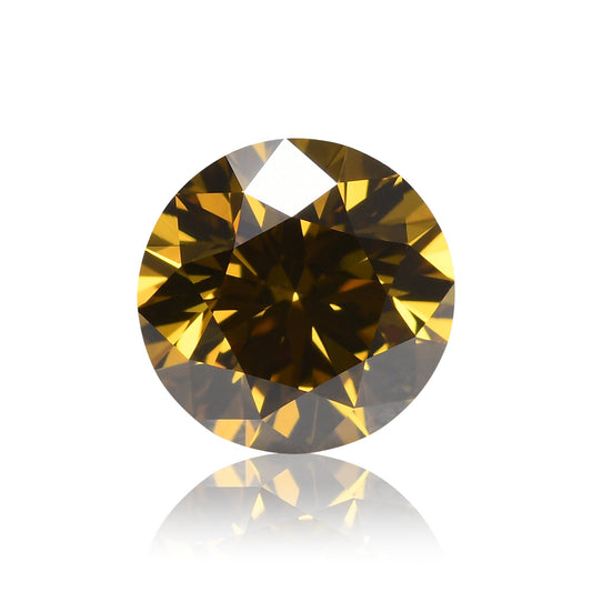 0.72 Carat Fancy Deep Brownish Greenish Yellow Round Brilliant Diamond SI1 GIA