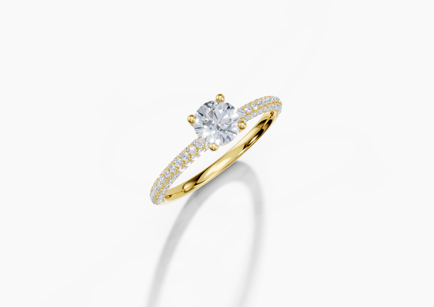 18K Round 0.3 Carat D/E/F VS/VVS Plain U Micro 4Pr Diamond Ring
