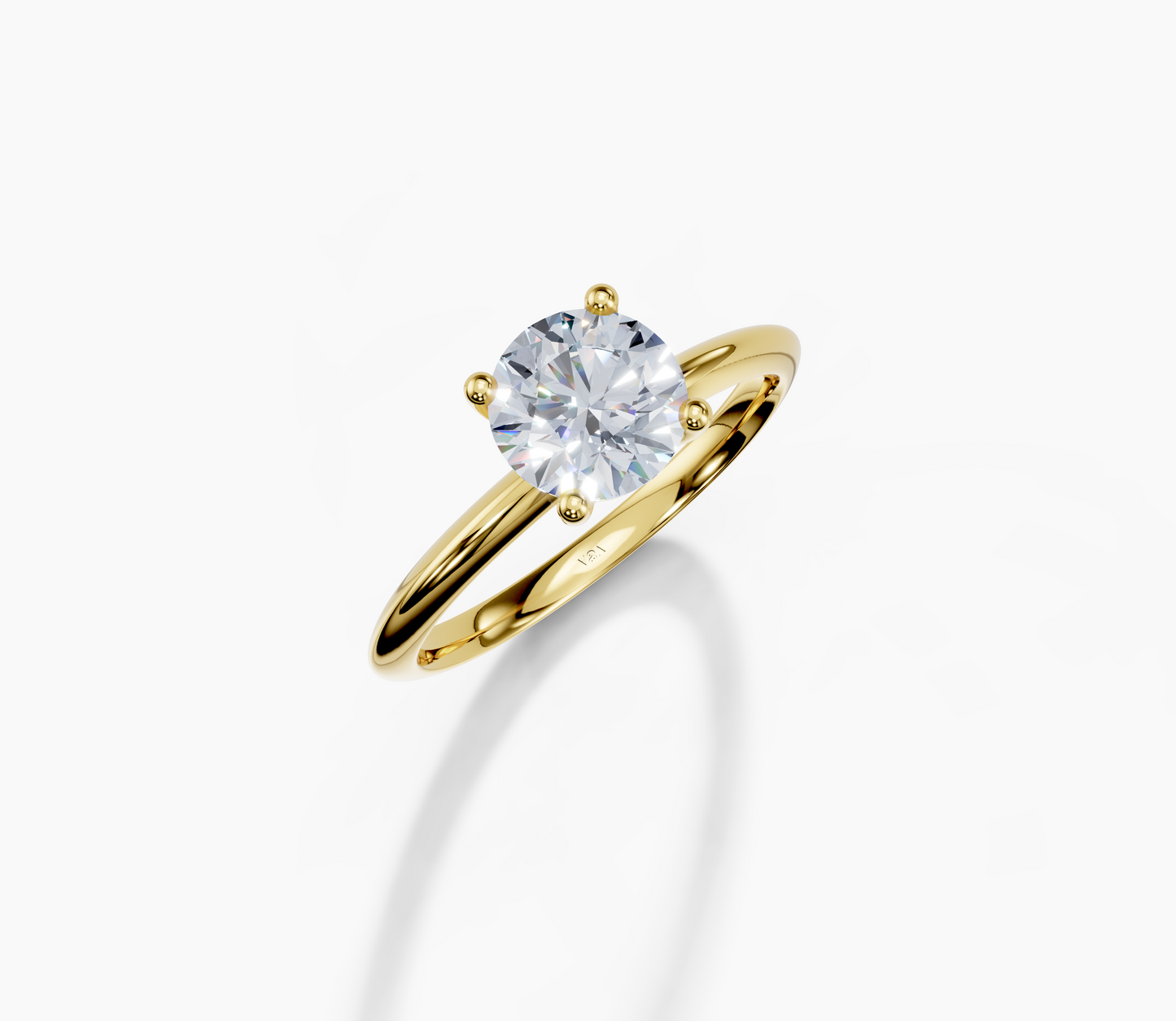 18K Round 1 Carat F/G VS/SI Knife Edge Plain 4Pr Diamond Ring
