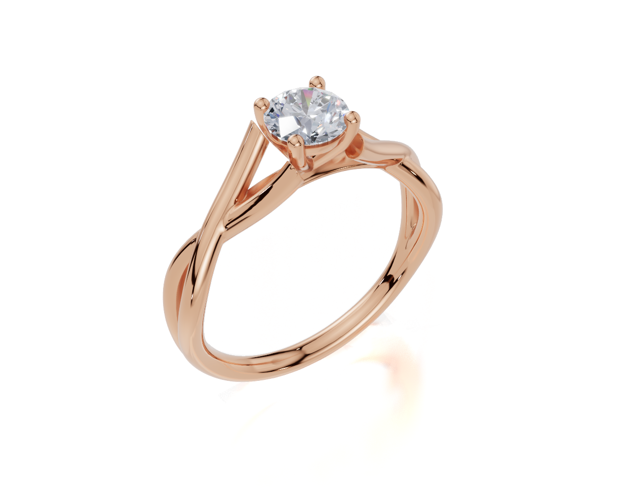 18ct Round 0.30Carat F/G VS/SI Twisted Plain 4Pr  Diamond Ring