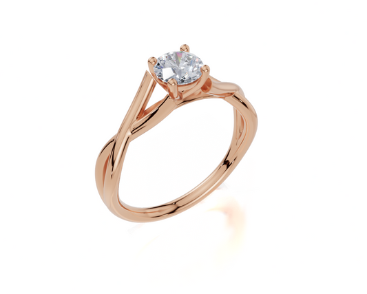 18ct Round 0.30Carat F/G VS/SI Twisted Plain 4Pr  Diamond Ring