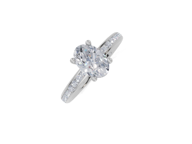 platinum Oval 1.00 Carat F/G VS/SI Plain Channel 4Pr  Diamond Ring
