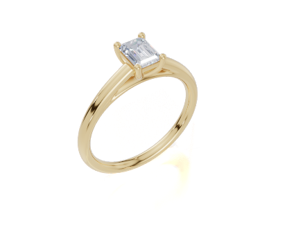 18ct Emerald 0.30Carat D/E/F-CC VVS Cathedral Plain 4Pr  Diamond Ring
