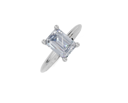 platinum Emerald 1.50 Carat D/E/F-LG VS/VVS Knife Edge Plain 4Pr  Diamond Ring