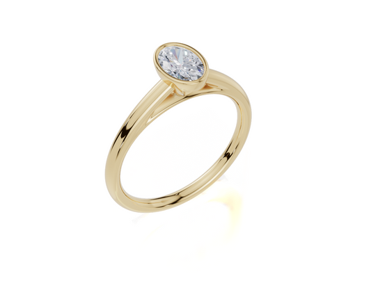 18ct Oval 0.30Carat D/E/F-LG VS/VVS Cathedral Plain Bezel  Diamond Ring
