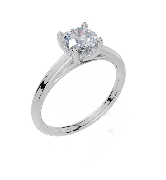 18ct Round 0.75Carat D/E/F-LG VS/VVS Cathedral Plain Hidden Halo  Diamond Ring