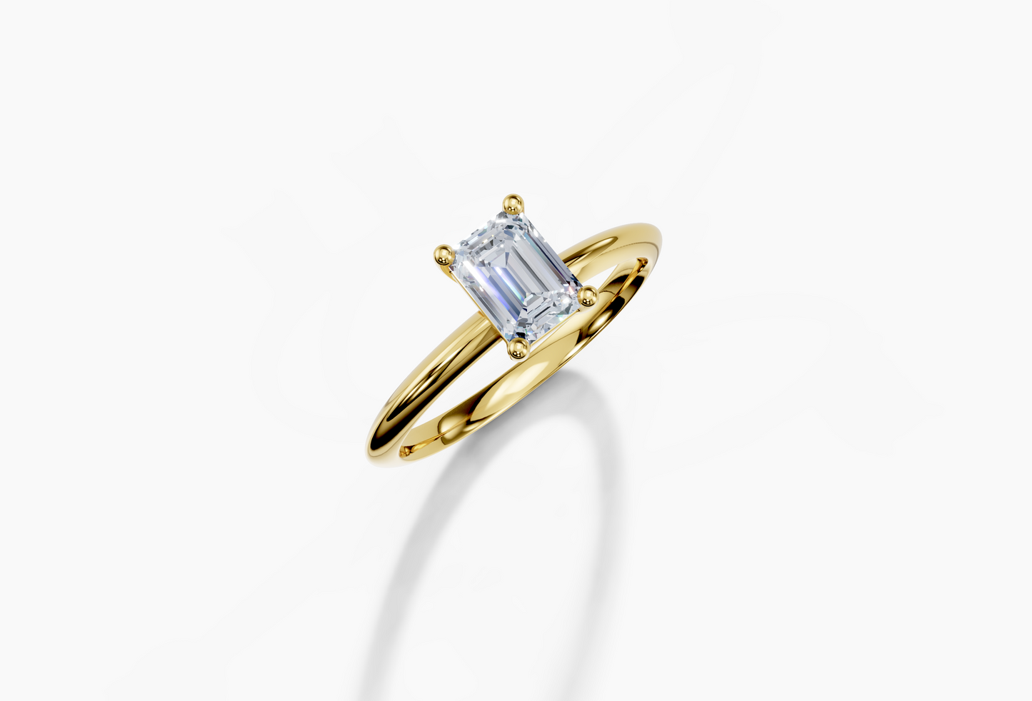 18K Emerald 0.7 Carat D/E/F VS/VVS Knife Edge Plain 4Pr Diamond Ring