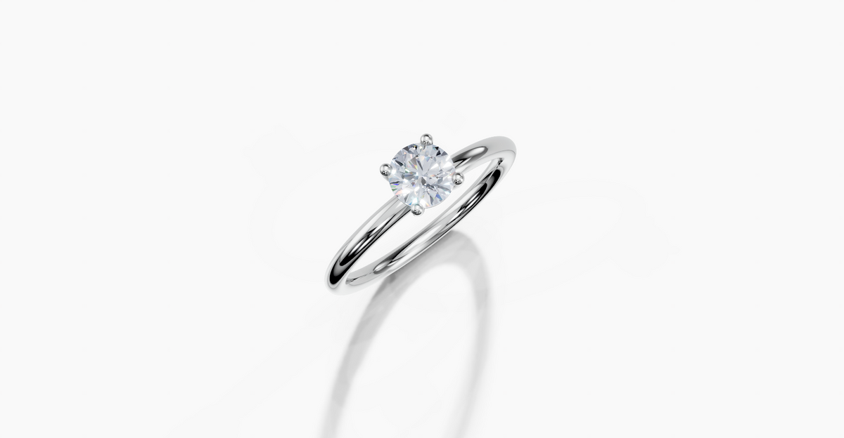 18K Round 0.3 Carat G/H SI Plain Plain 4Pr Diamond Ring