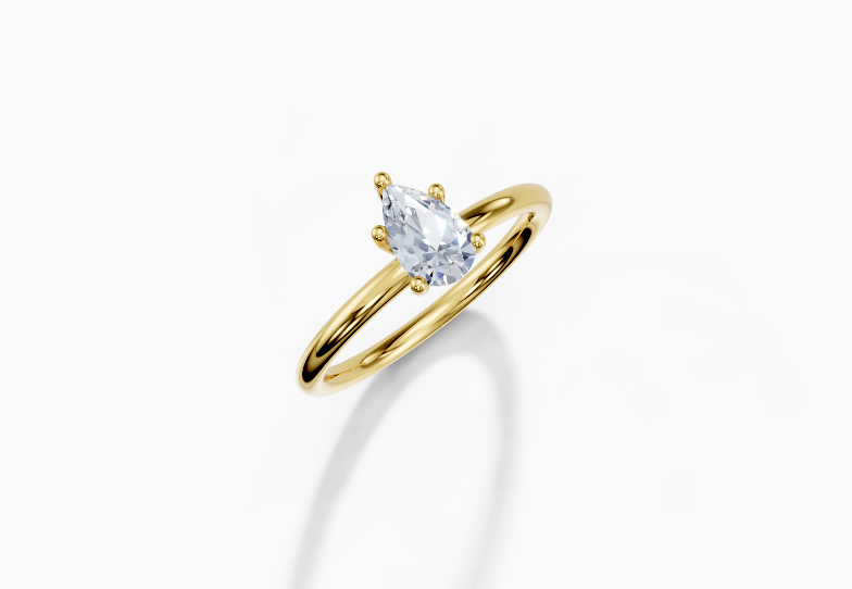 18K Pear 0.3 Carat G/H SI Plain Plain 4Pr Diamond Ring