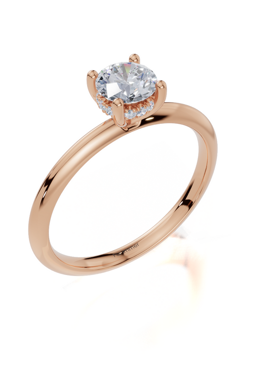 18ct Round 0.50Carat G/H-CC SI Knife Edge Plain Hidden Halo  Diamond Ring