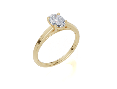18ct Oval 0.75Carat G/H-CC SI Cathedral Plain 4Pr  Diamond Ring