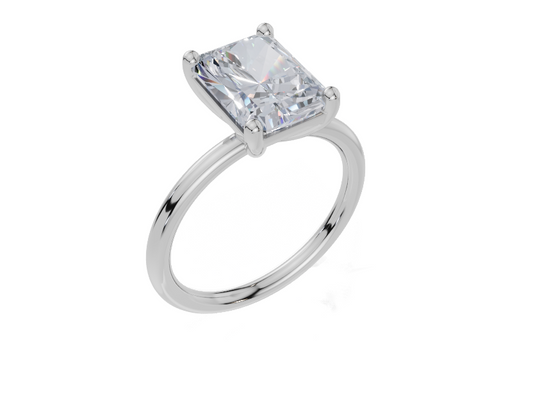 platinum Radiant 3.00 Carat D/E/F-LG VS/VVS Plain Plain 4Pr  Diamond Ring