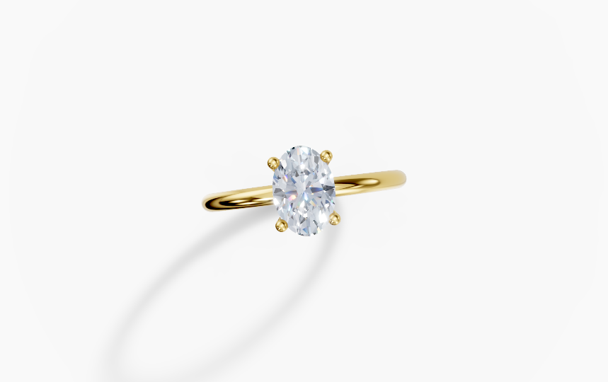 18K Oval 1 Carat D/E/F VS/VVS Plain Plain 4Pr Diamond Ring
