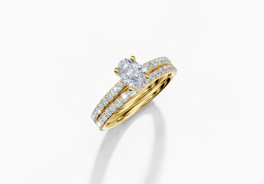 18K Oval 0.4 Carat D/E/F VVS Cathedral Plate Prong 4Pr Diamond Ring