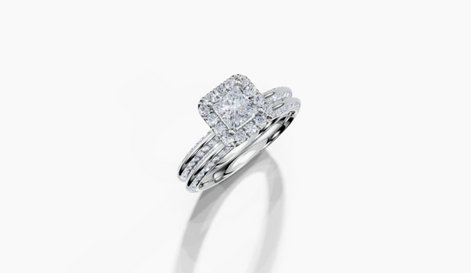 Platinum Princess 0.4 Carat F/G VS/SI Knife Edge Channel Single Halo Diamond Ring