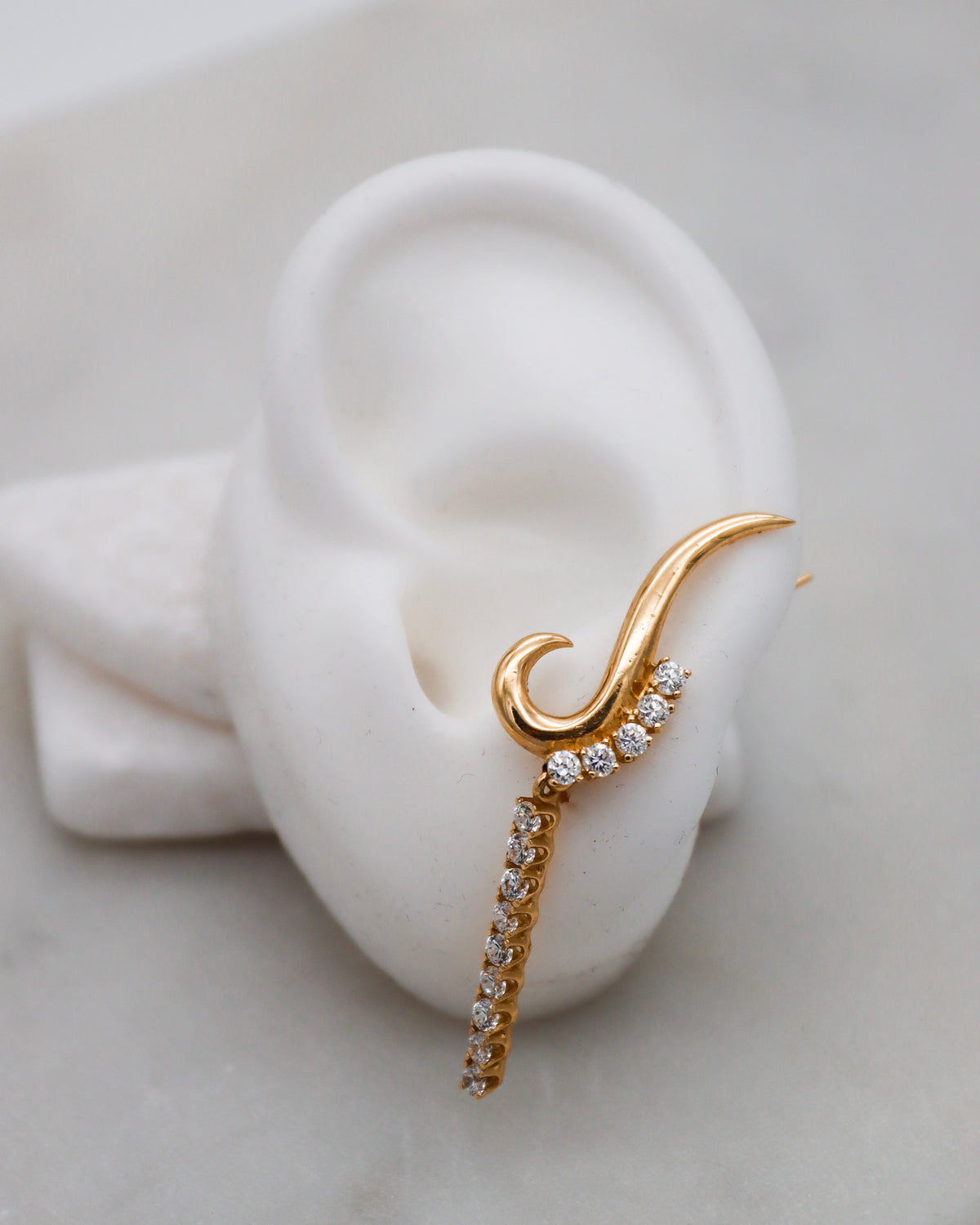 Valentina – Ear Cuffs aus 585 Gelbgold mit Zirkonia-Anhänger
