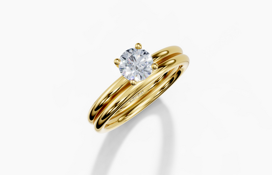 18K Round 0.3 Carat G/H SI Plain Plain 4Pr Diamond Ring