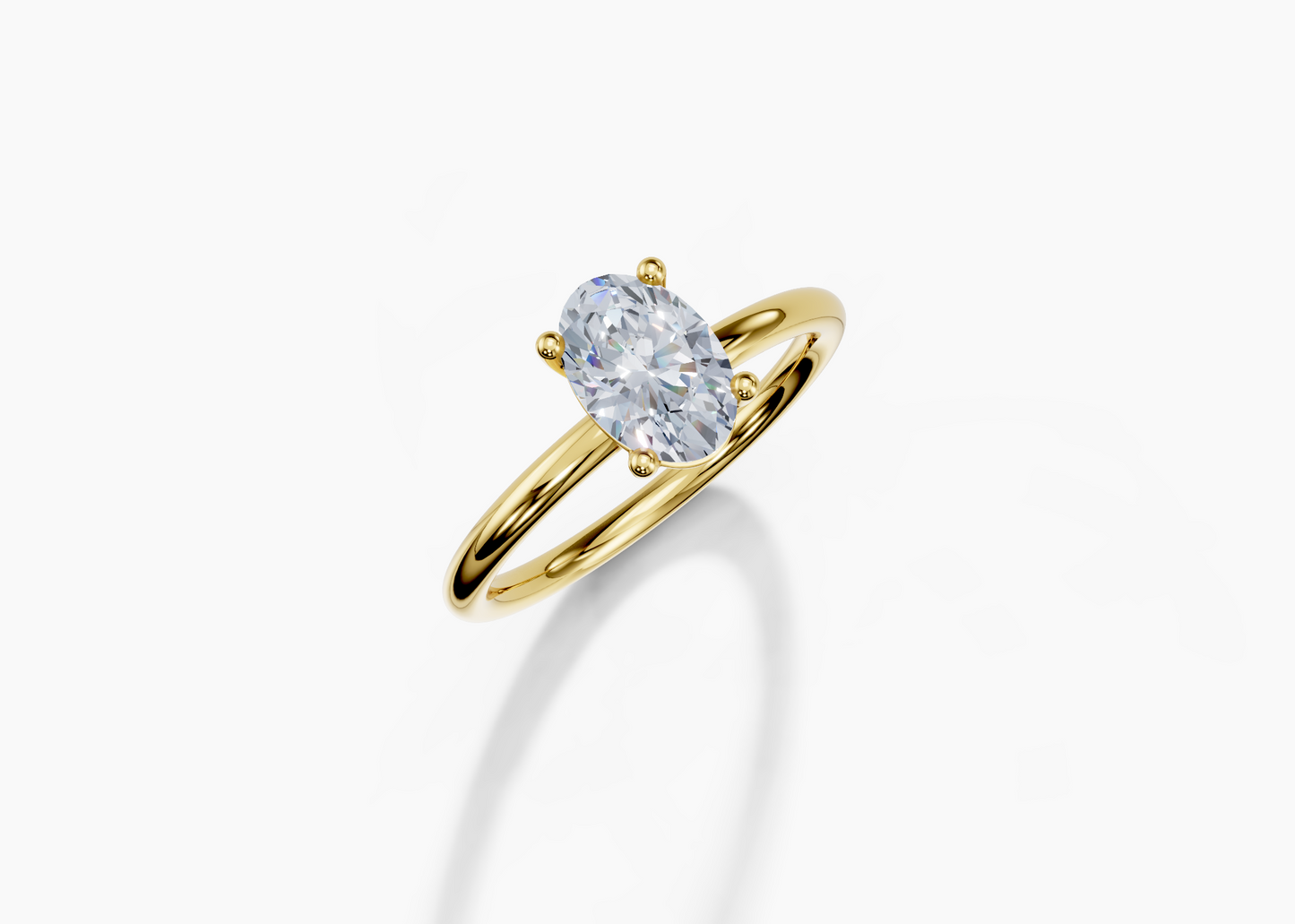 18K Oval 1 Carat F/G VS/SI Plain Plain 4Pr Diamond Ring