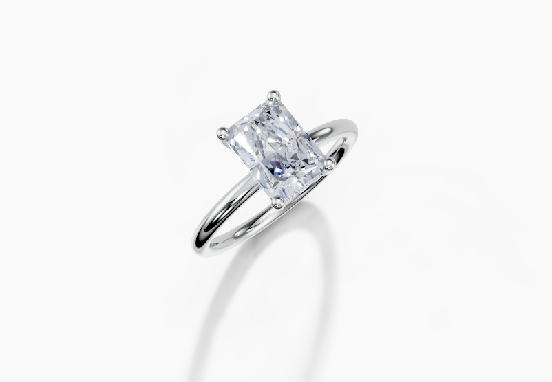 18K Radiant 1.5 Carat G/H SI Plain Plain Hidden Halo Diamond Ring