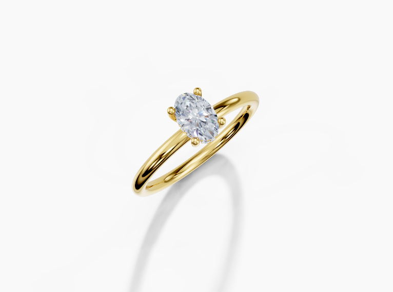 18K Oval 0.5 Carat F/G VS/SI Plain Plain Hidden Halo Diamond Ring