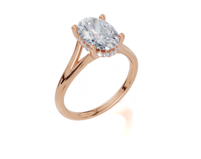 18ct Oval 2.00Carat F/G VS/SI Split Plain Hidden Halo  Diamond Ring