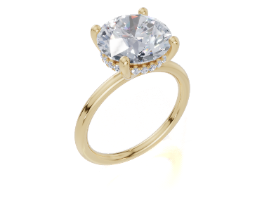 18ct Round 4.00Carat G/H-RA SI Plain Plain Hidden Halo  Diamond Ring