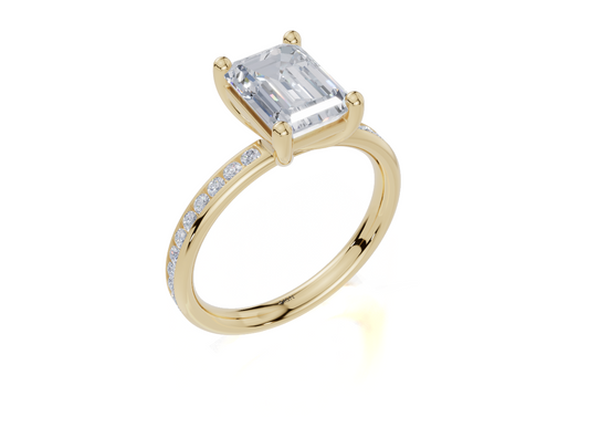 18ct Emerald 2.00Carat F/G VS/SI Plain Channel 4Pr  Diamond Ring