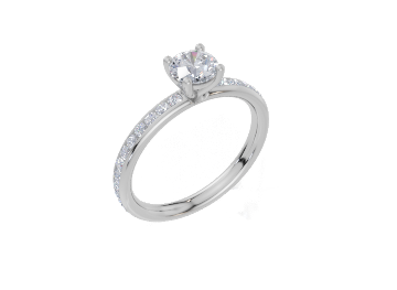 18ct Round 0.30Carat G/H-CC SI Plain Channel 4Pr  Diamond Ring