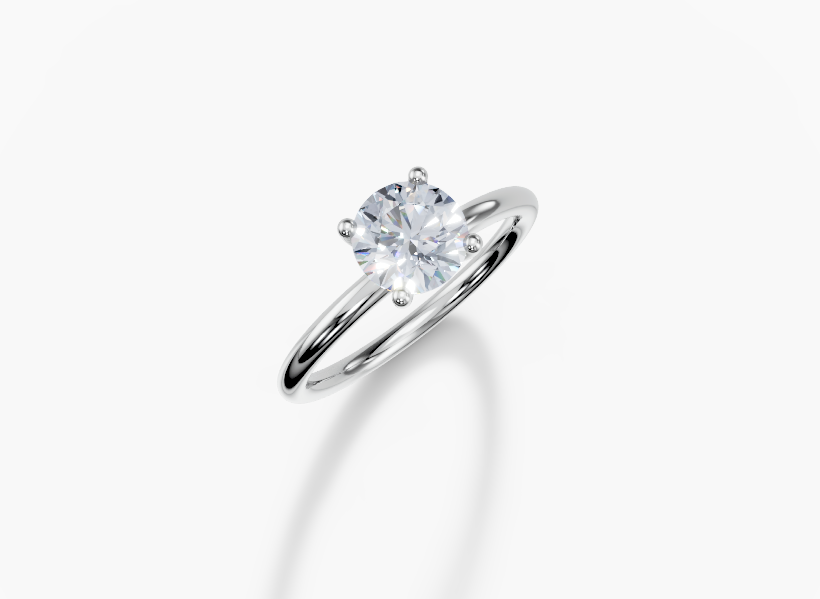 Platinum Round 1 Carat D/E/F VVS Plain Plain 4Pr Diamond Ring