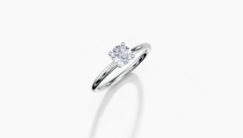 18K Round 0.3 Carat G/H SI Plain Plain 4Pr Diamond Ring