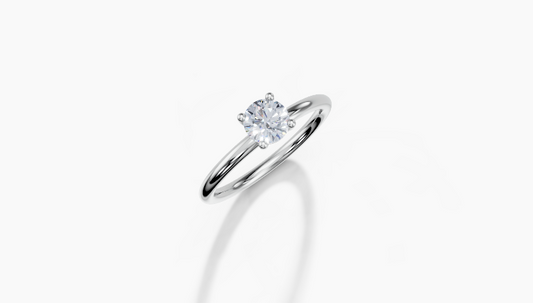 18K Round 0.3 Carat G/H SI Plain Plain 4Pr Diamond Ring