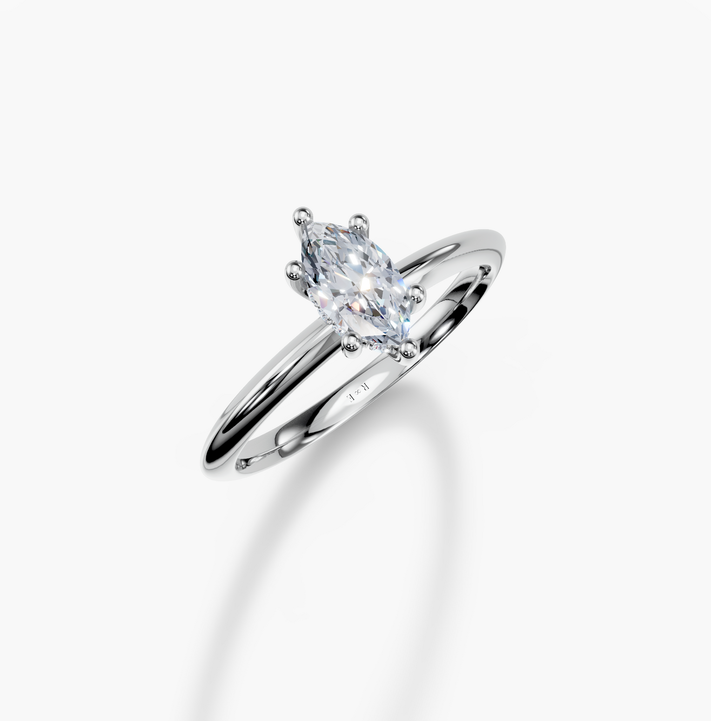 18K Marquise 0.3 Carat D/E/F VS/VVS Knife Edge Plain Hidden Halo Diamond Ring
