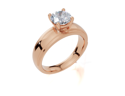 18ct Round 1.00Carat D/E/F-LG VS/VVS Wide Plain Plain 4Pr  Diamond Ring