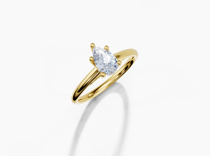 18K Pear 0.5 Carat D/E/F VS/VVS Cathedral Plain Hidden Halo Diamond Ring