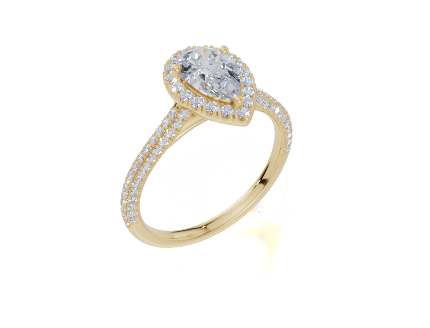 18ct Pear 0.75Carat D/E/F-RA VS/VVS Cathedral U Micro Single Halo  Diamond Ring