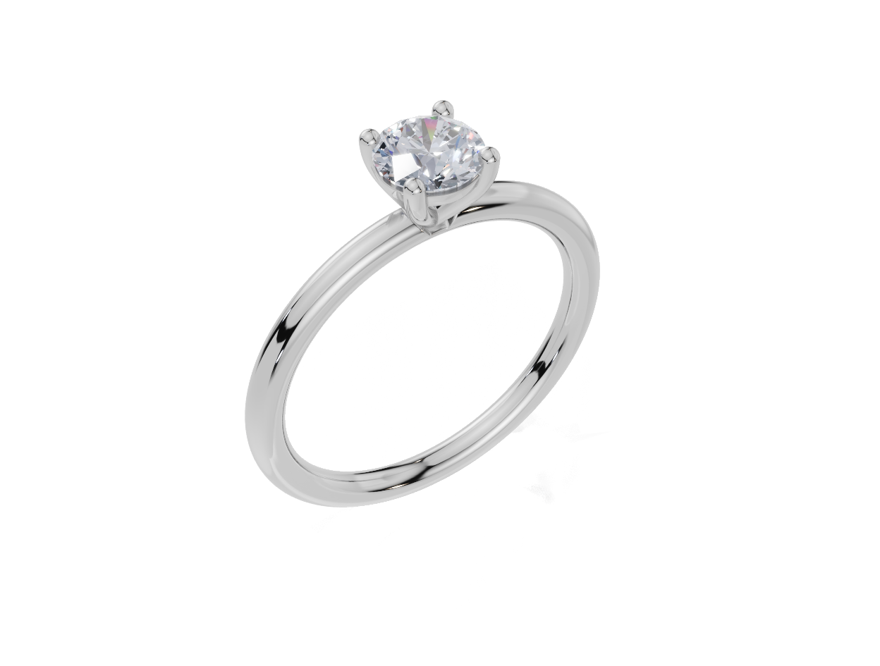 18ct Round 0.30Carat G/H-CC SI Plain Plain 4Pr  Diamond Ring