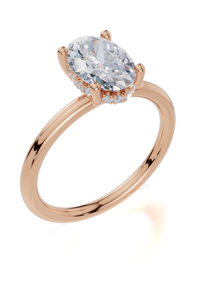 18ct Oval 1.50Carat F/G VS/SI Plain Plain Hidden Halo  Diamond Ring